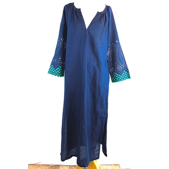 J. Crew Dresses & Skirts - J.CREW Caftan Embroidered Linen Dress G6495 NWOT L